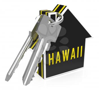 Hawaii Property Keys Show Real Estate From American Island Paradise. Hawaiian Beach Developments From Broker Or Realtor - 3d Illustration