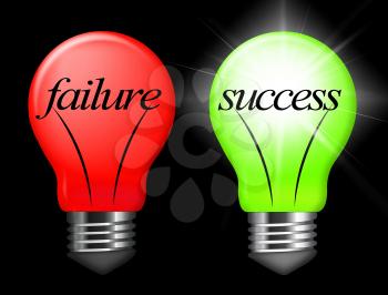 Success Vs Failure Concept Light Depicts Achievement Versus Problems. Positive Or Negative Thinking And Learning From Mistakes - 3d Illustration