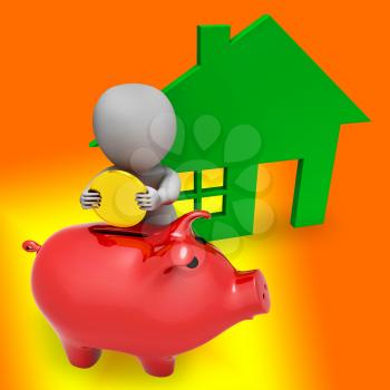 Home Value Report Piggybank Demonstrates Pricing Property For Mortgages Or Purchase. House Valuation Survey And Guide - 3d Illustration