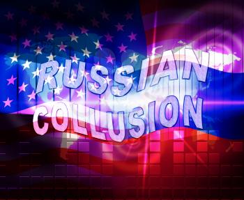 Russia Collusion Star Depicting Conspiracy And Cooperation With The Russian Government 3d Illustration. Dirty Politics In The United States