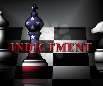 Federal Indictment Chess Piece Shows Lawsuit And Prosecution Against Accused 3d Illustration. Litigation And Enforcement Of Justice