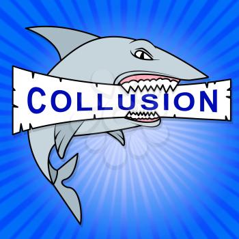 Collusion Report Shark Showing Russian Conspiracy Or Criminal Collaboration 3d Illustration. Secret Government Plotting With Foreign Players