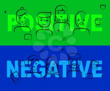 Positive Vs Negative Words Depicting Reflective State Of Mind. Motivation And Optimism Versus Pessimism - 3d Illustration