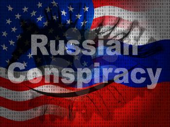 Russian Conspiracy Scheme Eye. Politicians Conspiring With Foreign Governments 3d Illustration. Complicity In Crime Against The Usa