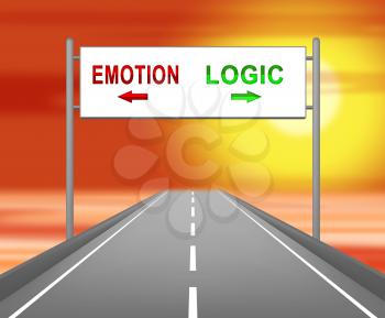Emotion Vs Logic Sign Depicts The Logical Compared With Emotional Mind. These Opposite Views Include Analytics Pragmatism And Intuition - 3d Illustration