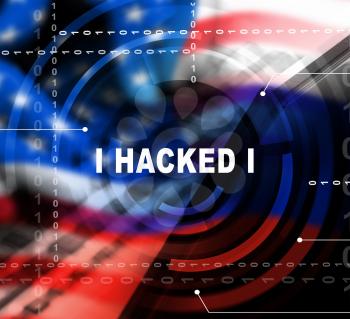 Hacker Typing Hacked Data Alert 3d Illustration Shows Cybersecurity Type Keyboard Programming By Russians On Dnc Computer In Usa