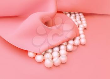 Pink silk and pearls.
