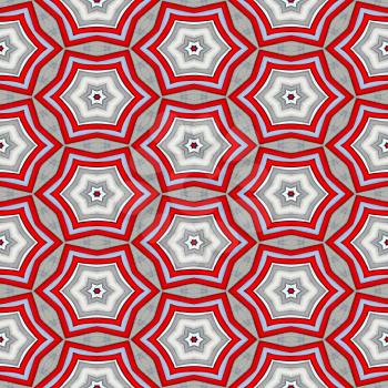 Abstract seamless red, gray and white background with star shapes.