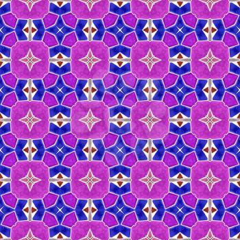 Abstract kaleidoscope background with star shapes in purple color.