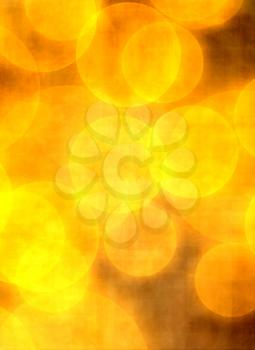 Abstract background with sparkling orange bokeh circles effect.