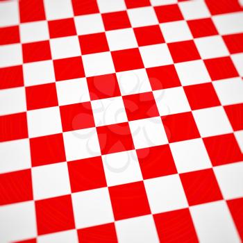 Red checkerboard background bent or warped perspective view.