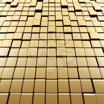 Abstract gold cubes. High quality 3d render