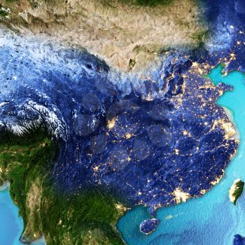 China, Taiwan. Elements of this image furnished by NASA. 3D rendering