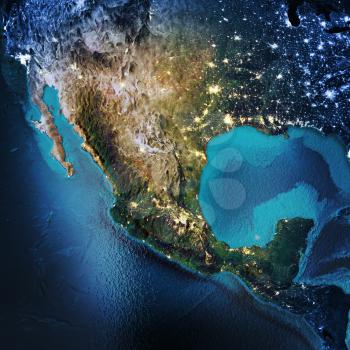 Mexico, North America, USA. Elements of this image furnished by NASA. 3D rendering
