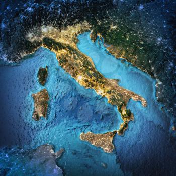 Italy. Elements of this image furnished by NASA. 3D rendering
