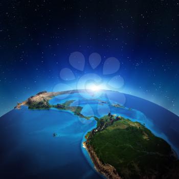 Central America from space. Elements of this image furnished by NASA 3d rendering