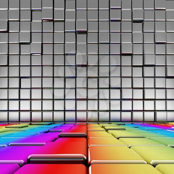 Rainbow floor interior. High quality 3d rendering