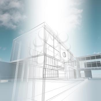 Building construction. Building design and 3d rendering model my own