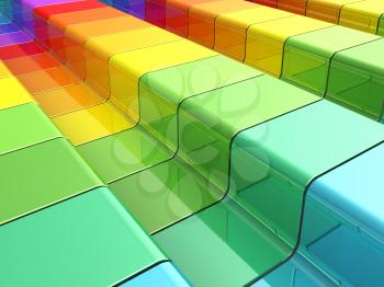 Colorful rainbow. 3d render of rainbow shapes
