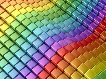 Colorful rainbow lines. 3d render of rainbow shapes
