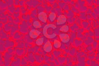 Valentine's Day abstract 3D background pattern with radiant, glowing and shining red and pink hearts.