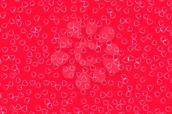 Valentine's Day abstract 3D illustration pattern with red or pink hearts on red background surrounded by white glow.