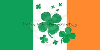 St. Patrick's Day. Flag Of Ireland With Clover Leafs 3D illustration