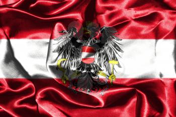 Austrian Flag Grunge Looking With Coat Of Arms Eagle Emblem