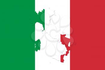 Map of Italy With Italian Flag. Official colors and proportion illustration