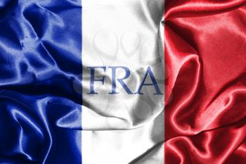 National Flag Of France Waving in the Wind With Country Name On It 3D illustration