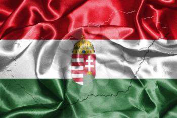 Hungarian National Flag And Map Waving in the Wind 3D illustration
