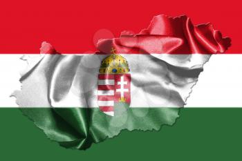 Hungarian National Flag And Map Waving in the Wind Isolated on White Background 3D illustration