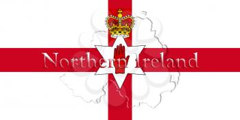 Northern Ireland Ulster Banner. Map With Flag And Country Name On It 3D illustration