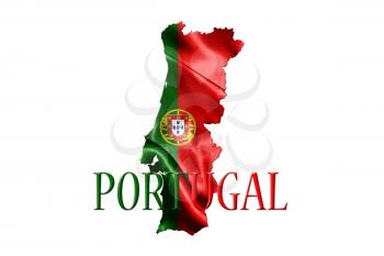 Portugal National Flag With Map Of Portugal On It 3D illustration