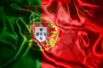 Portugal National Flag With Text Love Portugal On It 3D illustration