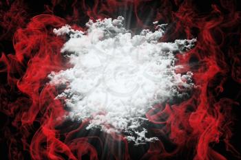 Abstract Love Background With Red Smoke and White Fluffy Clouds. Valentine's Day Concept 3D Illustration