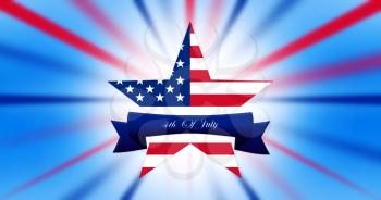 Happy 4th of July.  Independence Day, Star With United States of America Flag White Abstract Background  illustration