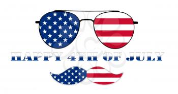 Happy 4th of July. Glasses and Mustache Design of the American Flag Illustration