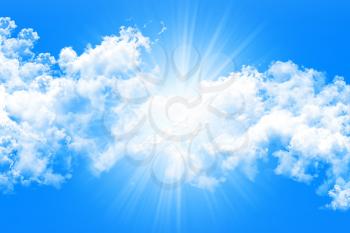 Sky and Clouds With Sun Rays Background 3D illustration