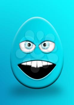 Easter Egg With Eyes and Mouth Feeling Angry 3D Illustration
