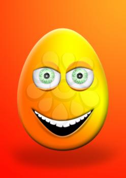 Easter Egg With Eyes and Mouth Feeling Happy and Cheerfull 3D Illustration