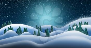 Christmas Night and the Snow Fields of North Pole Background
