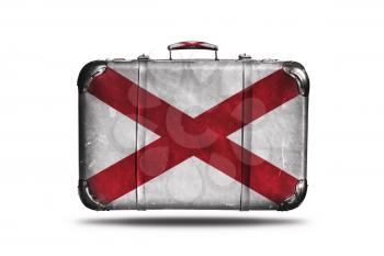 Travel Vintage Leather Suitcase With Flag Of Northern Ireland Isolated On White Background