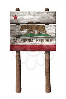 California Republic Flag On Wooden Boards Sign Isolated On White Background 