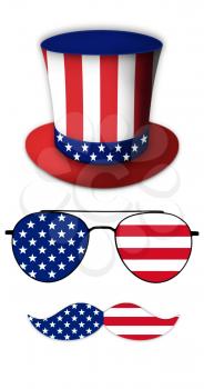 Glasses and Mustache Design of the American Flag With Hat of Uncle Sam Illustration