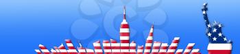 United States Of America. 4th of July, Independence Day Concept. New York City Skyline 3D Illustration