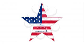 Happy 4th of July.  Independence Day, Star With United States of America Flag Isolated On White Background  illustration