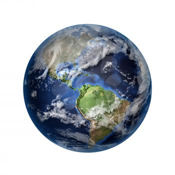 Isolated 3D image of planet Earth. View to North and Latin America. Elements of this image furnished by NASA.
