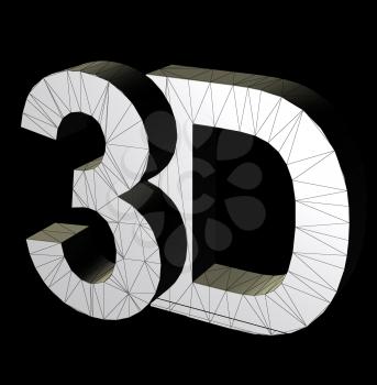 3d three dimensional letters wire frame computer generated symbol illustration.