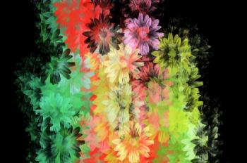 Colorful daisies grunge floral pattern. Digitally created background illustration.